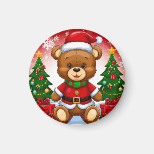 Aimant Nounours ours en peluche en costume de Père Noël