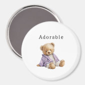 Aimant Nounours ours en peluche veste violette (Recto/Verso)