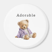 Aimant Nounours ours en peluche veste violette (Devant)