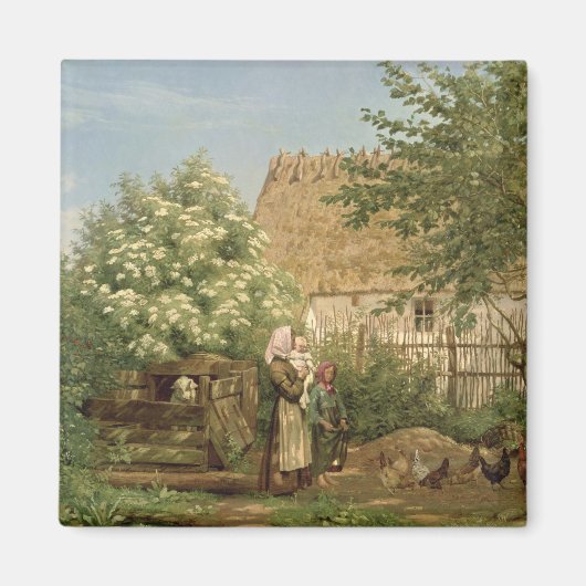 Aimant Nourrir les poulets (Devant)