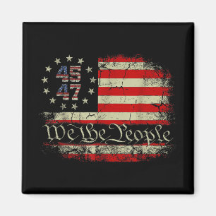 Aimant Nous Le Peuple Distressé Drapeau Rétro 45 47 Trump