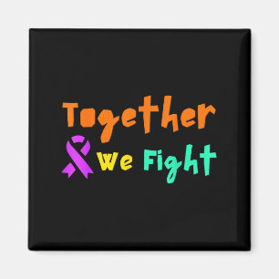 Aimant Nous luttons ensemble contre le cancer Ruban Viole