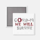 Aimant Nous survivrons à COVID-19 - Force et résilience (Recto/Verso)