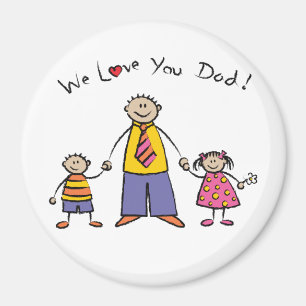 Aimant Nous t'aimons Papa Cartoon Famille Bonne Fête des 