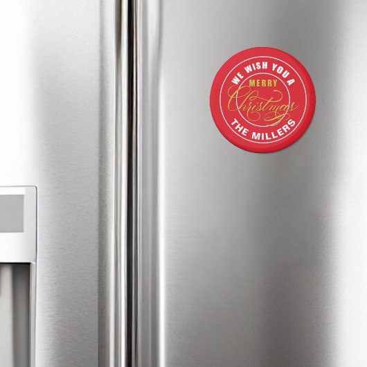 Aimant Nous vous souhaitons un joyeux Noël Rouge Nom pers