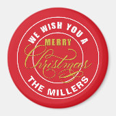 Aimant Nous vous souhaitons un joyeux Noël Rouge Nom pers (Devant)