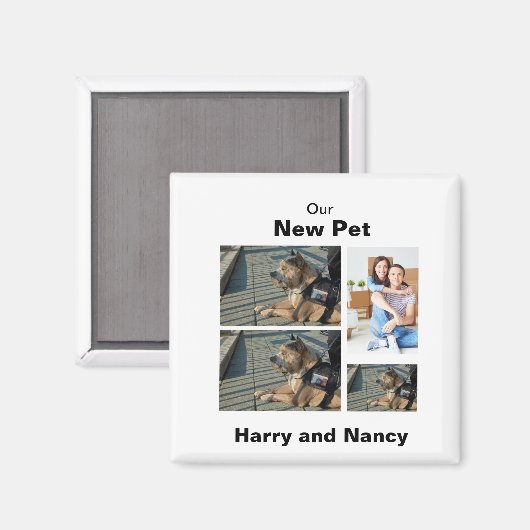 Aimant Nouveau collage photo personnalisé 4 pour animal d (Recto/Verso)