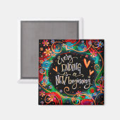 Aimant Nouveau Début Coeurs Fleurs Abstrait Inspiritisme (Recto/Verso)