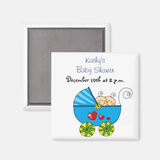 Aimant Nouveau garçon jumeaux dans un pram (Recto/Verso)