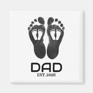 Aimant Nouveau Papa Jumeaux Empreintes de Bébé Date Prévu