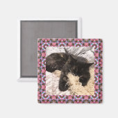 Aimant Nouveau Pet Rose Vert Noël Étoile Carré Cadre (Recto/Verso)