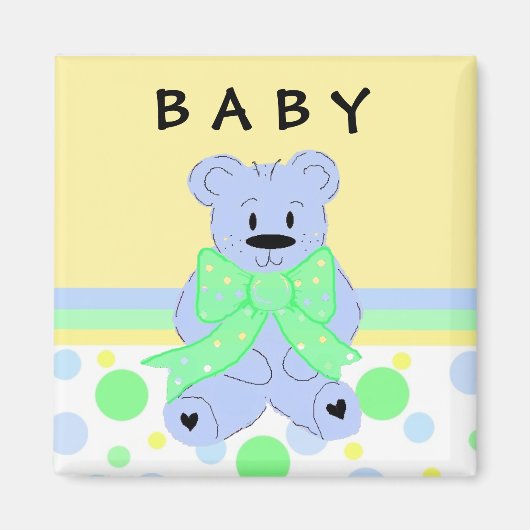 Aimant Nouveau Teddy bleu pour bébé (Devant)
