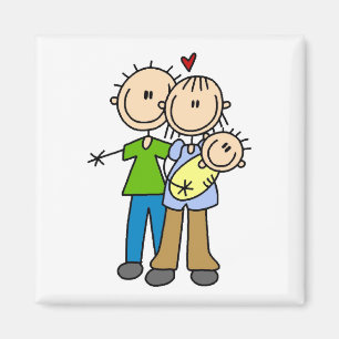 Aimant Nouveaux parents avec des T-shirts et des cadeaux