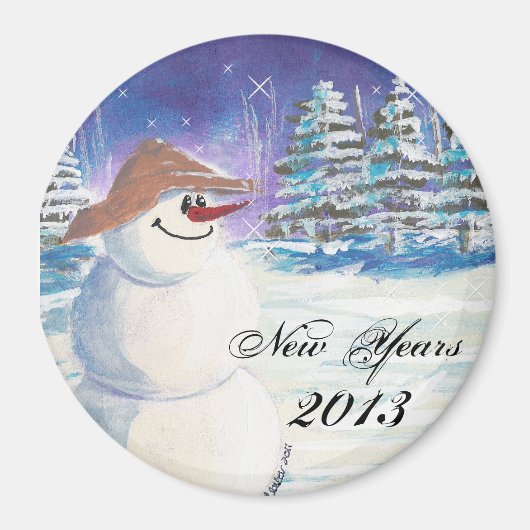 Aimant Nouvel An 2013 Snowman Art (Devant)