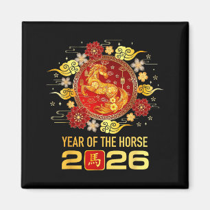 Aimant Nouvel An chinois 2026 Année du Cheval Bonne Année