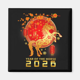 Aimant Nouvel An chinois 2026 Année du cheval Nouvel An l