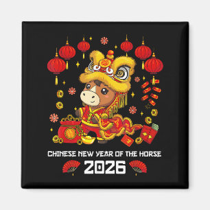 Aimant Nouvel An Chinois du Cheval 2026 Danse du Lion Mig