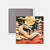 Aimant Nouvel An chinois lunaire du Dragon 2024 SqM2 (Recto/Verso)