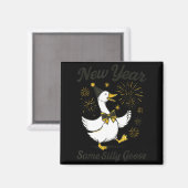 Aimant Nouvelle Année Même Oie Idiote Soirée du Nouvel An (Recto/Verso)