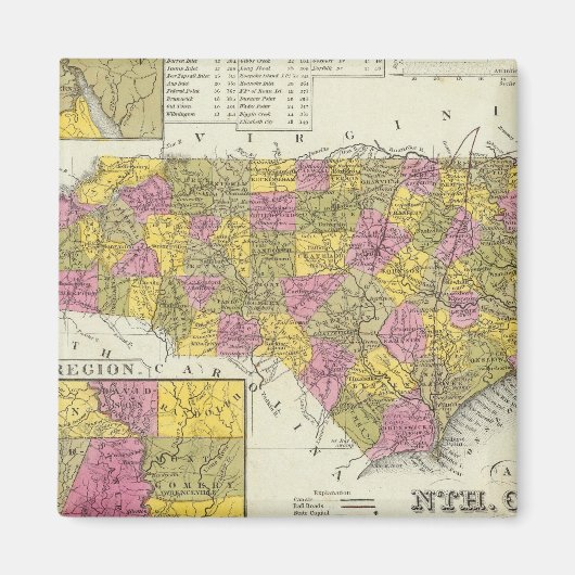 Aimant Nouvelle Carte De La Nouvelle Caroline Du Nord (Devant)