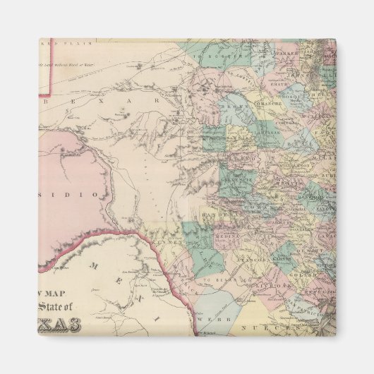 Aimant Nouvelle carte de l'état du Texas (Devant)