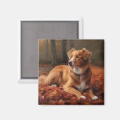 Aimant Nouvelle-Écosse Canard Terrier À L'Automne Feuille (Recto/Verso)