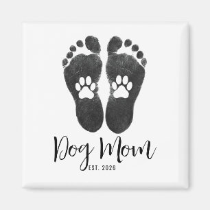 Aimant Nouvelle Maman de Chien Empreintes de Patte Date d
