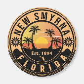 Aimant Nouvelle Smyrna Floride Rétro Sunset Souvenirs (Devant)