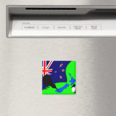 Aimant Nouvelle-Zélande, Kiwi Bird, Drapeau (Fridge Magne (In Situ (Lave-vaisselle))