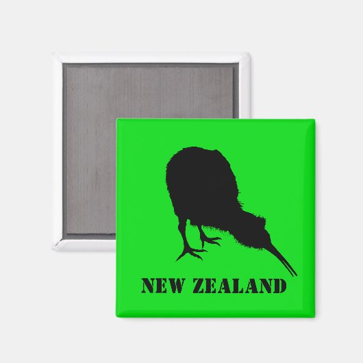 Aimant Nouvelle-Zélande & Kiwi Bird Sillhouette / Aotearo (Recto/Verso)