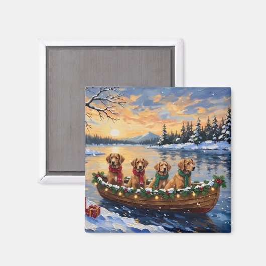 Aimant Nova Scotia Duck Tolling Retriever Christmas Boat (Recto/Verso)