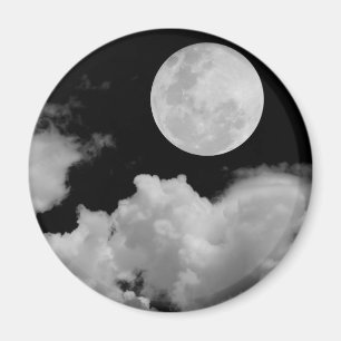 Aimant NUAGES DE Pleine lune NOIR ET BLANC
