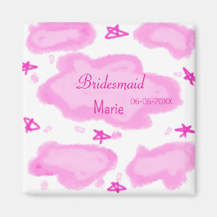 Aimant nuages roses pastel stars bridesmaid girly moderne