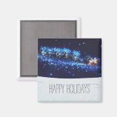 Aimant Nuit Bleue avec le Père Noël, Reindeer et Sleigh (Recto/Verso)