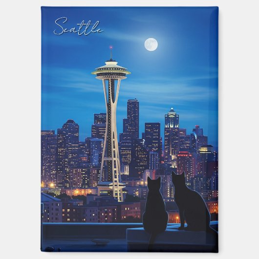 Aimant Nuit de Seattle Washington (Recto)