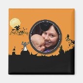 Aimant Nuit d'Halloween à Orange Glow Ajouter votre photo (Devant)