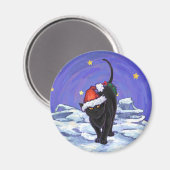 Aimant Nuit étoile Noir Chat Noël (Recto/Verso)