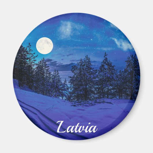 Aimant Nuit étoilée avec pleine lune en forêt (Devant)