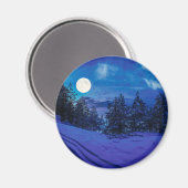 Aimant Nuit étoilée avec pleine lune en forêt (Recto/Verso)