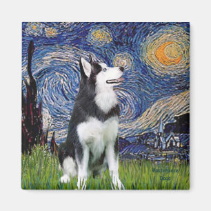 Aimant Nuit étoilée - Husky Sibérien #1