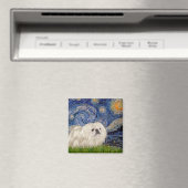 Aimant Nuit étoilée - Pekingese blanc 4 (In Situ (Lave-vaisselle))
