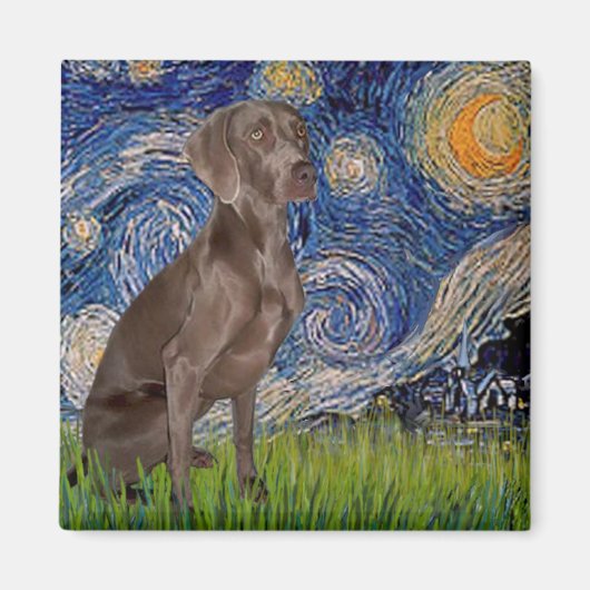 Aimant Nuit étoilée - Weimaraner (Z) (Devant)