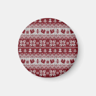 Aimant Nuit, Noël, écureuils, motif vintage.