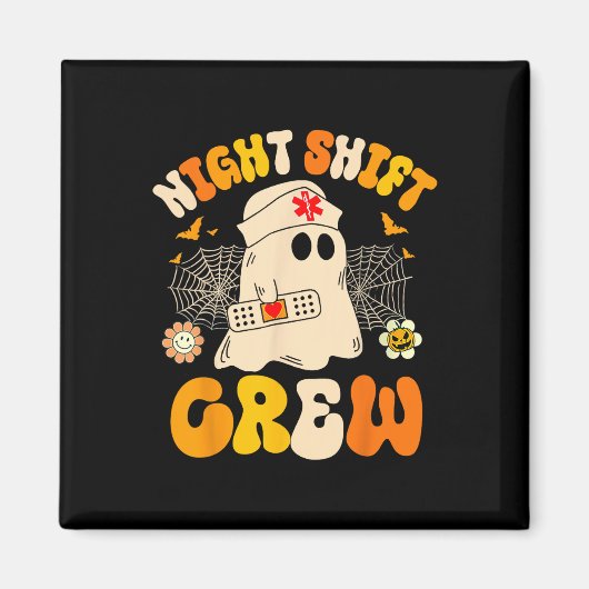 Aimant Nuit Shift Crew Ghost Halloween Nurse Funny (Devant)