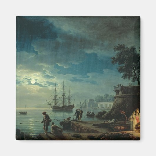 Aimant Nuit : Un port au clair de lune, 1748 (Devant)