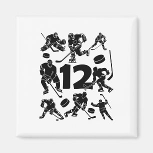 Aimant Numéro 12 Ans Hockey sur glace 12e Anniversaire (1