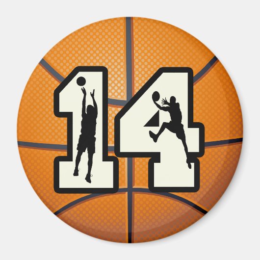 Aimant Numéro 14 Basketball et joueurs (Devant)