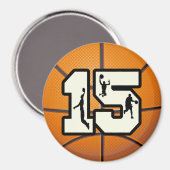 Aimant Numéro 15 Basketball et joueurs (Recto/Verso)