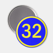 Aimant numéro 32 dans un cercle (Recto/Verso)