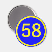 Aimant numéro, 58, dans un cercle (Recto/Verso)